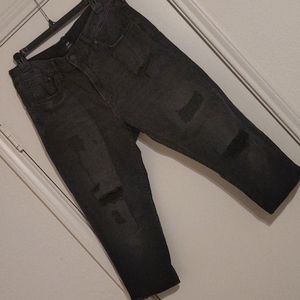 H&M skinny fit ripped black jeans (cropped)